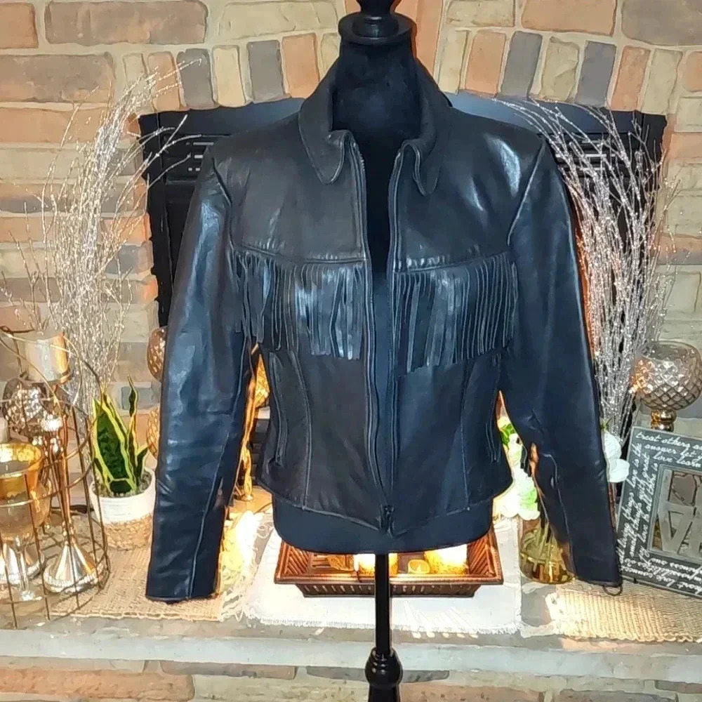 California Creations Leather Fringe Jacket